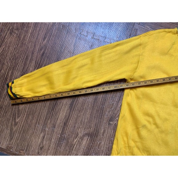 Vtg 60s Creslan Casual Yellow Green Shirt long Sleeve Ringer Sweater sz L (READ) - Picture 10 of 10